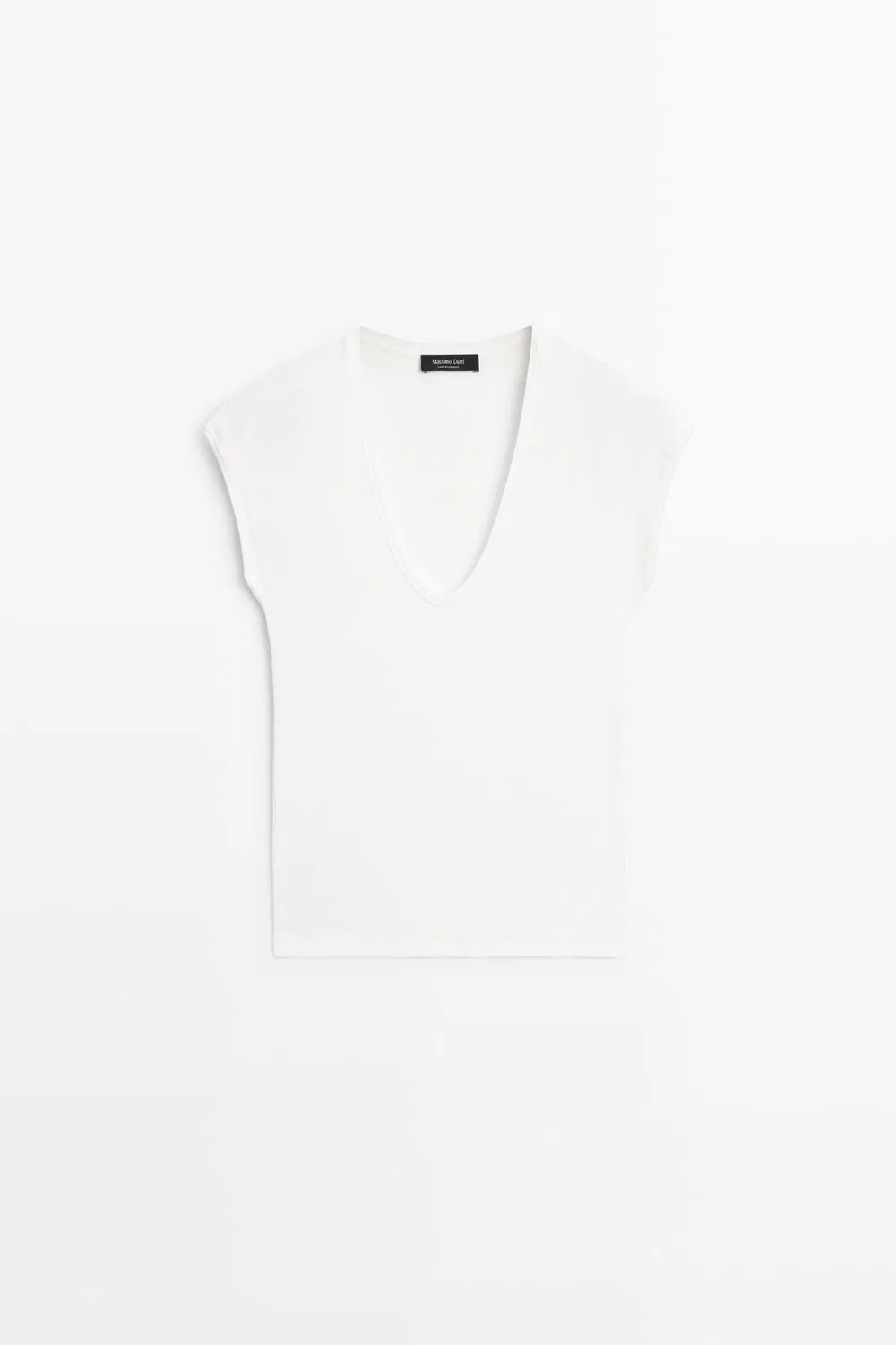 Футболка Massimo Dutti V-Neck, кремовый — фото 2