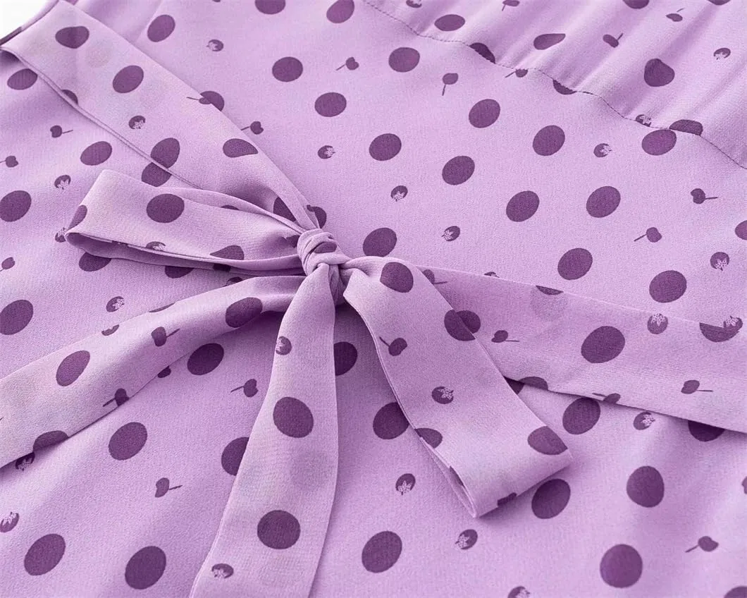 Женское платье миди с принтом горошек Generic, Purple — фото 4