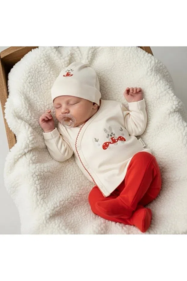 Детский комплект боди для новорожденных девочек с вышивкой Mushroom Cherub Baby, Red — фото 2