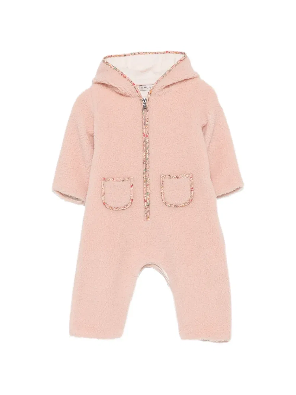Флисовый комбинезон с цветочной отделкой Moncler Enfant, розовый