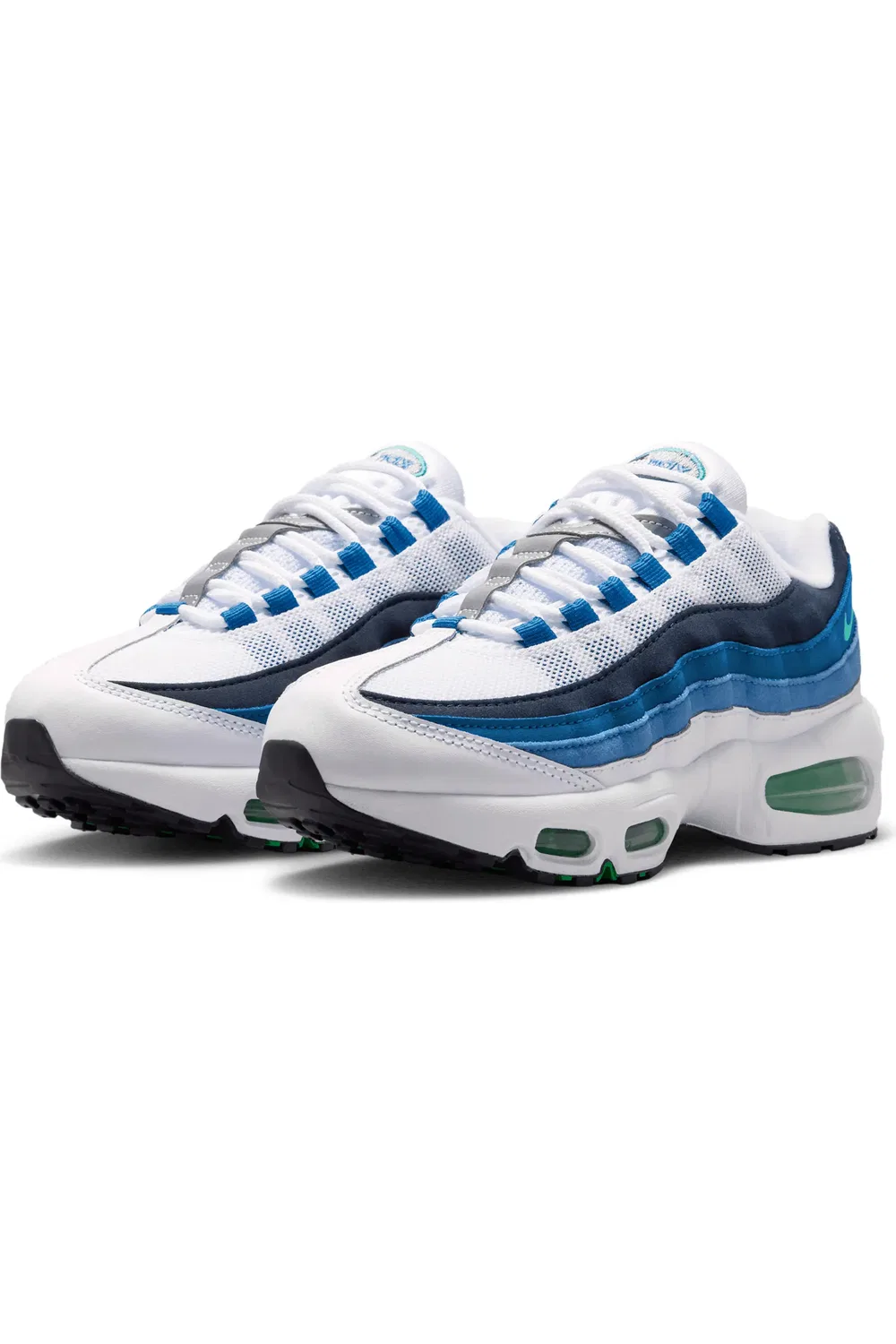 Детские кроссовки на шнуровке с амортизацией Air Max 95 Nike, белый/ синий/ синий/ зеленый — фото 2