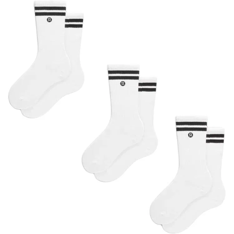 Детские носки с принтом 3 пары Lululemon, White/Black