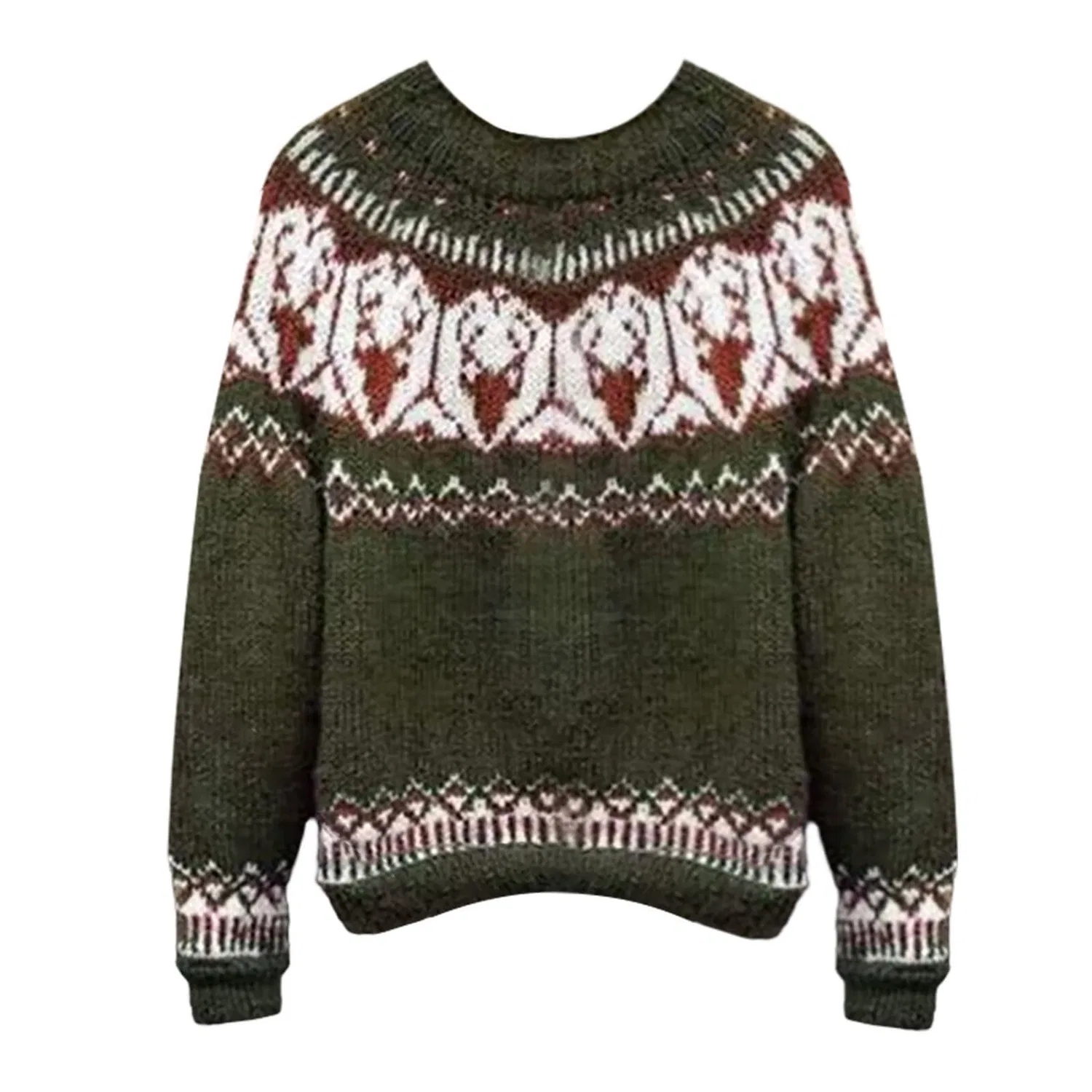 Женский свитер с принтом Retro Knitted Sweater with Isle Print, Dark Grey — фото 3