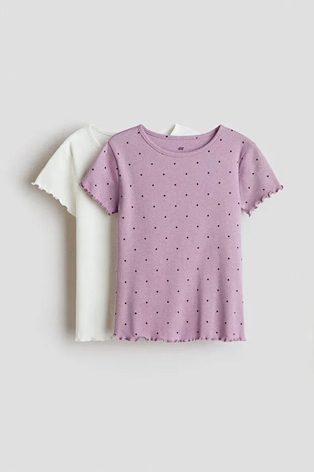 Детский комплект футболок с коротким рукавом H&M, Dusty Purple/Polka Dot