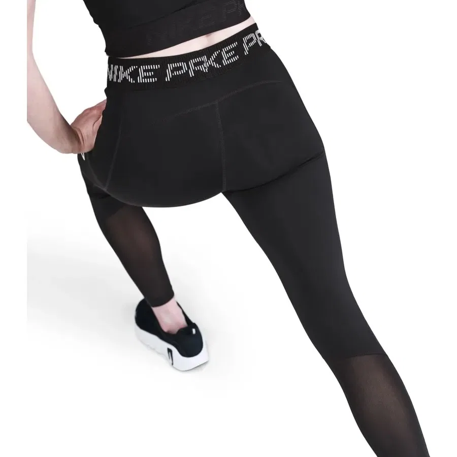 Женские спортивные леггинсы с тюлевыми вставками Nike Pro HV2306-010, Черный — фото 3