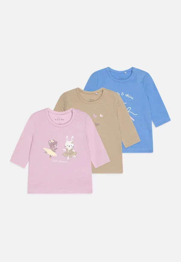 Комплект из 3 лонгсливов, хлопок с эластаном, Nbfvubie Name It, Winsome Orchid