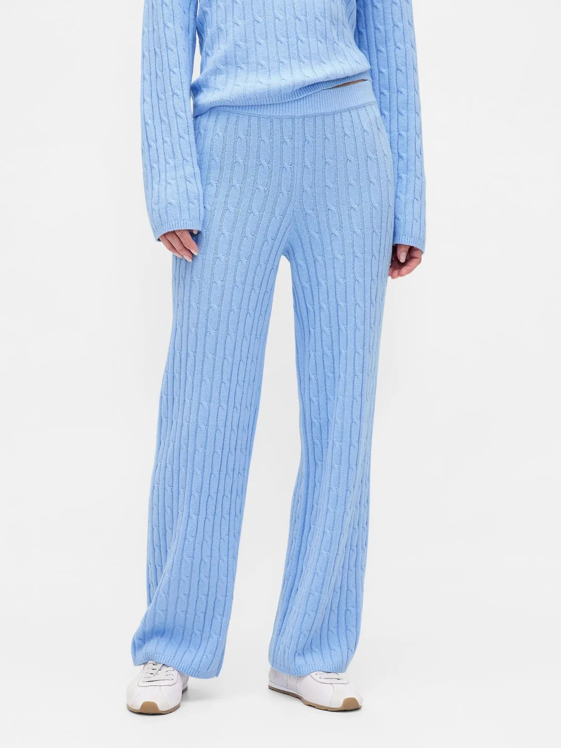 Джоггеры кашемировые Cable Knit Gap, синие