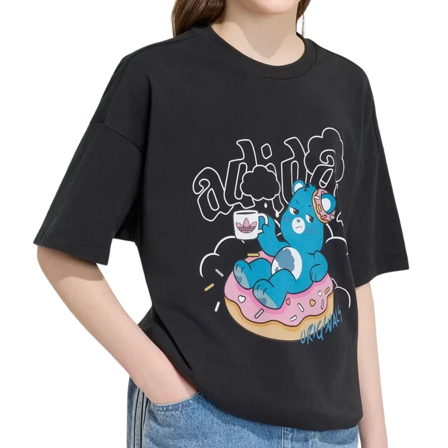 Мужская футболка Adidas x Care Bears Slim 3 Stripes, черный — фото 2