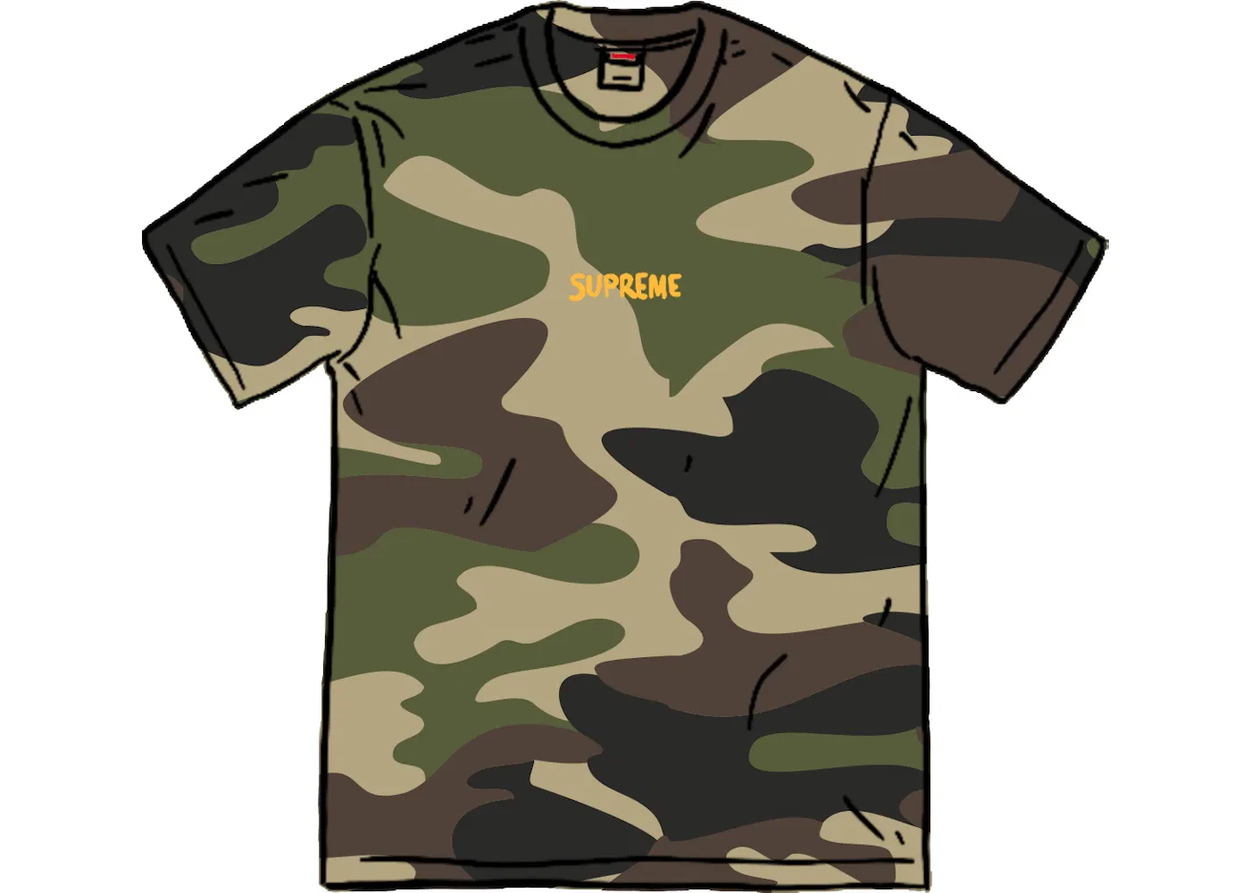 Мужская футболка с принтом Supreme S/S Top Woodland Camo, Woodland Camo