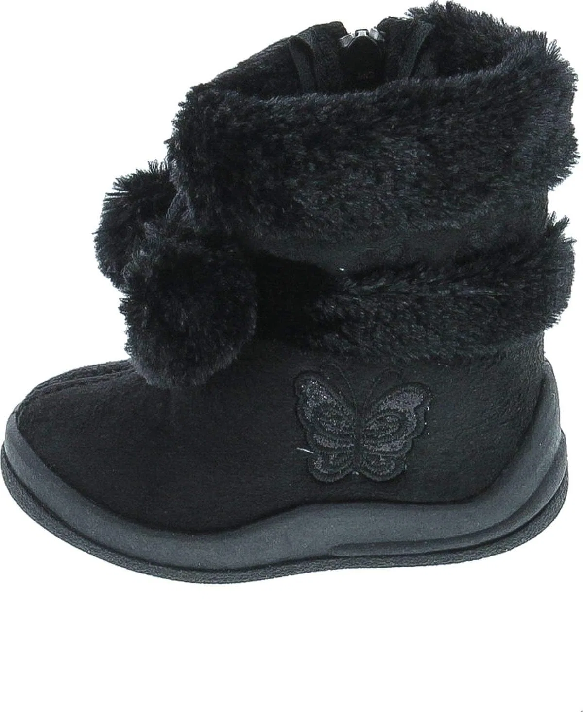 Детские ботинки для девочек с блестками и помпонами Zello Butterfly Max Footwear, Black — фото 2