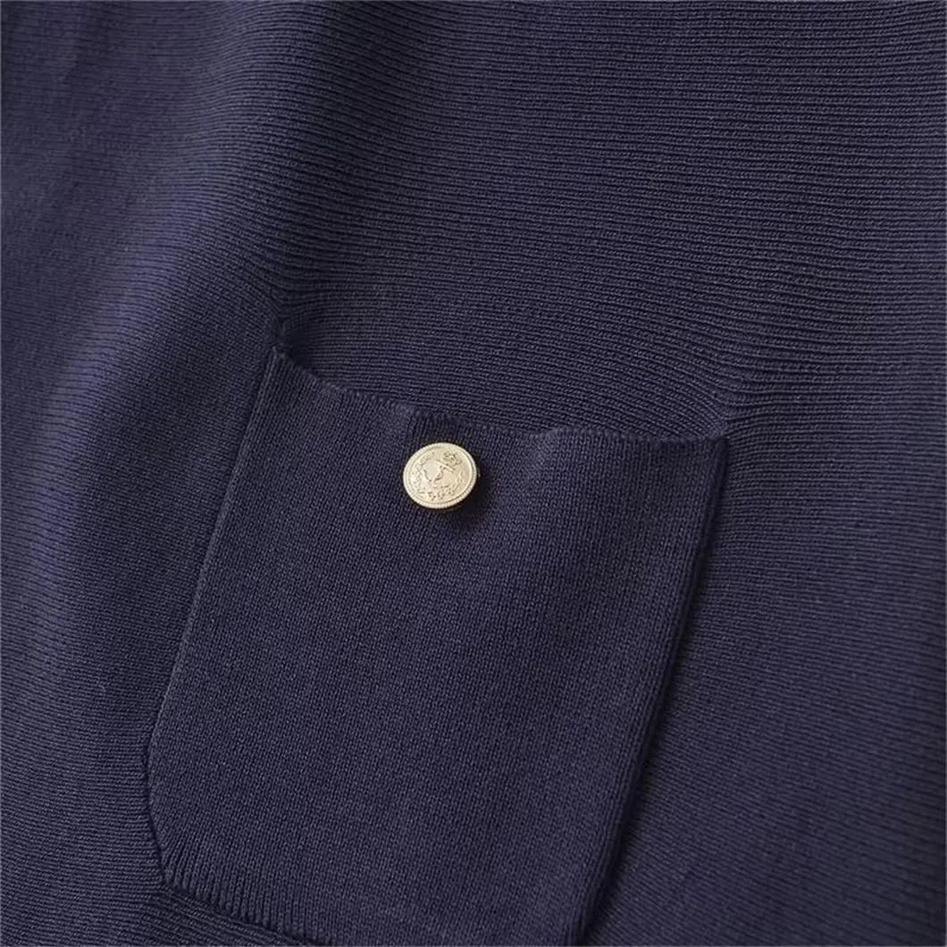 Женское мини-платье с пуговицами и плиссированной отделкой, Navyblue — фото 2