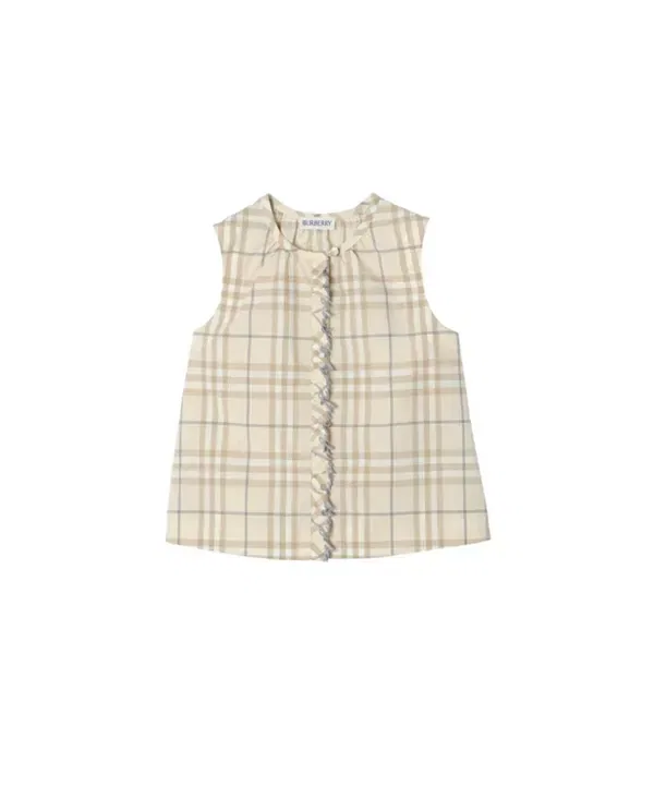Детская хлопковая рубашка для девочек без рукавов Burberry, Sesame Beige