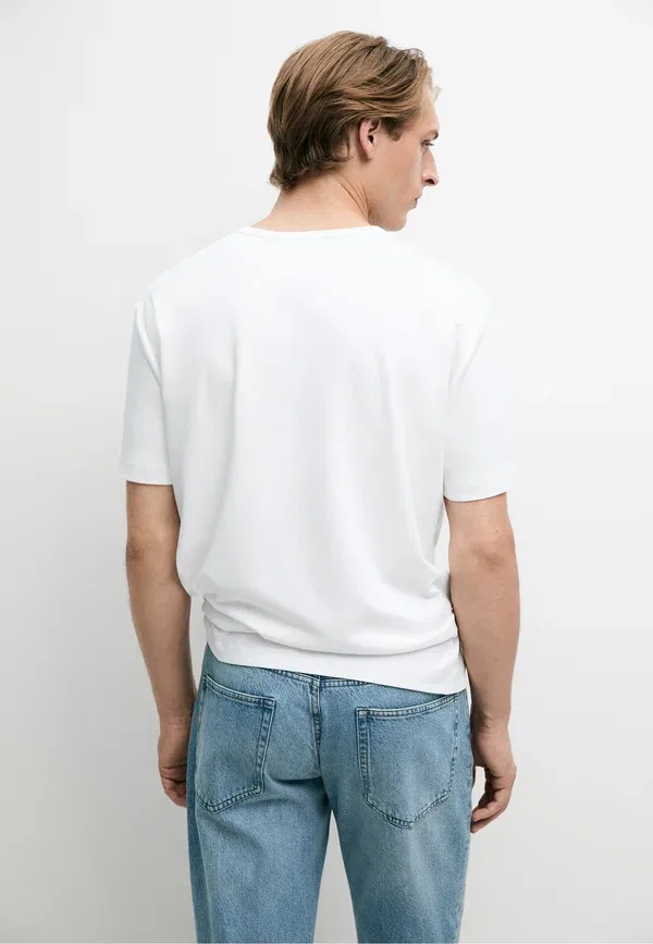 Футболка хлопковая Basic t-shirt, Massimo Dutti, белый — фото 3