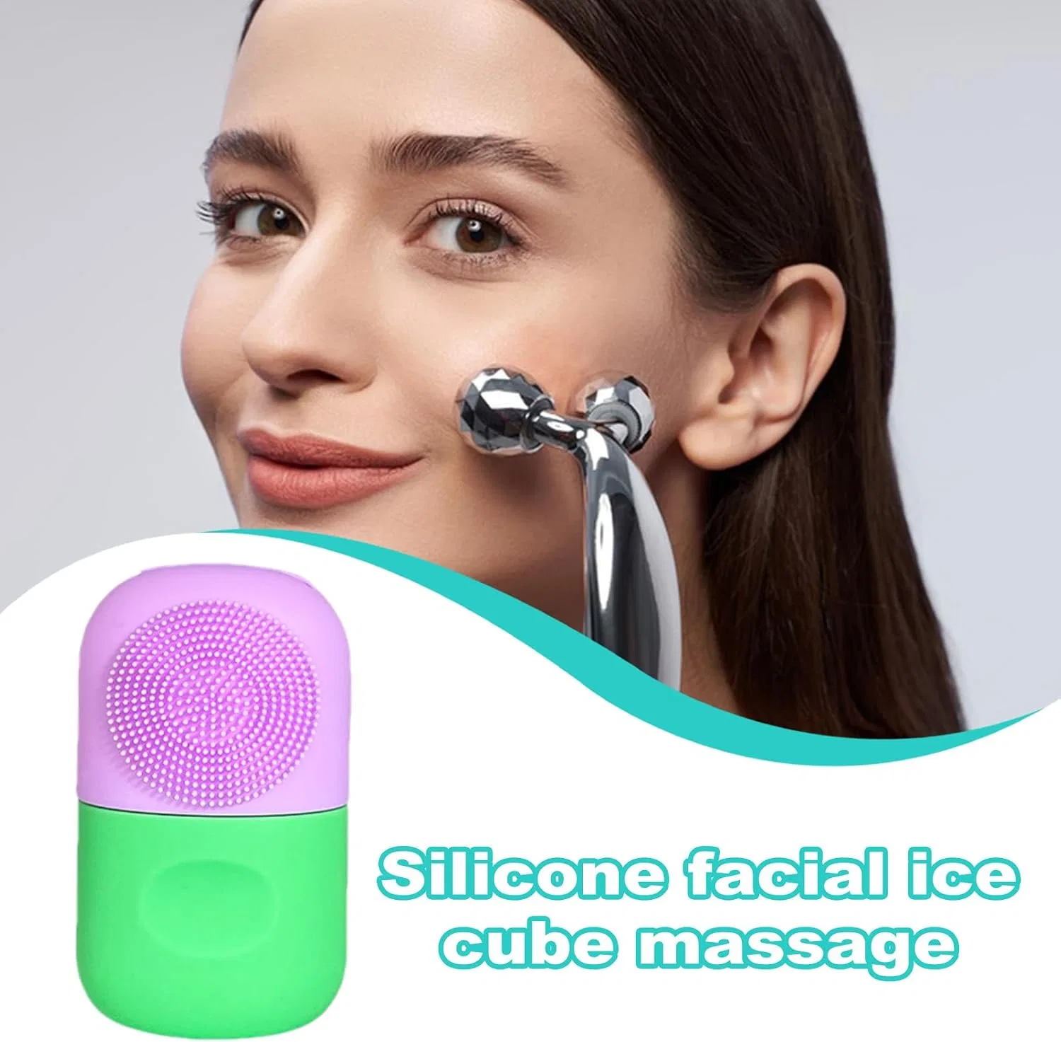 Ледяная форма для лица, Silicone Face Ice Mold Massage, Generisch, 92 г, Purple — фото 2