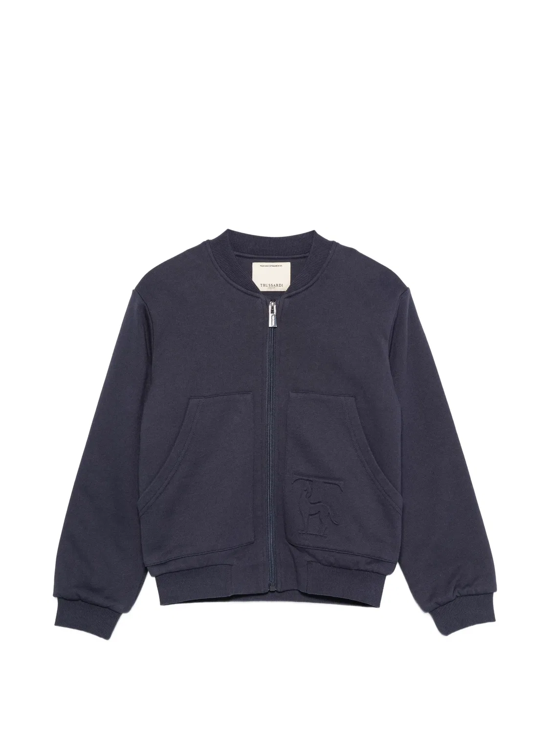 Толстовка на молнии с тисненым логотипом Trussardi Junior, синий