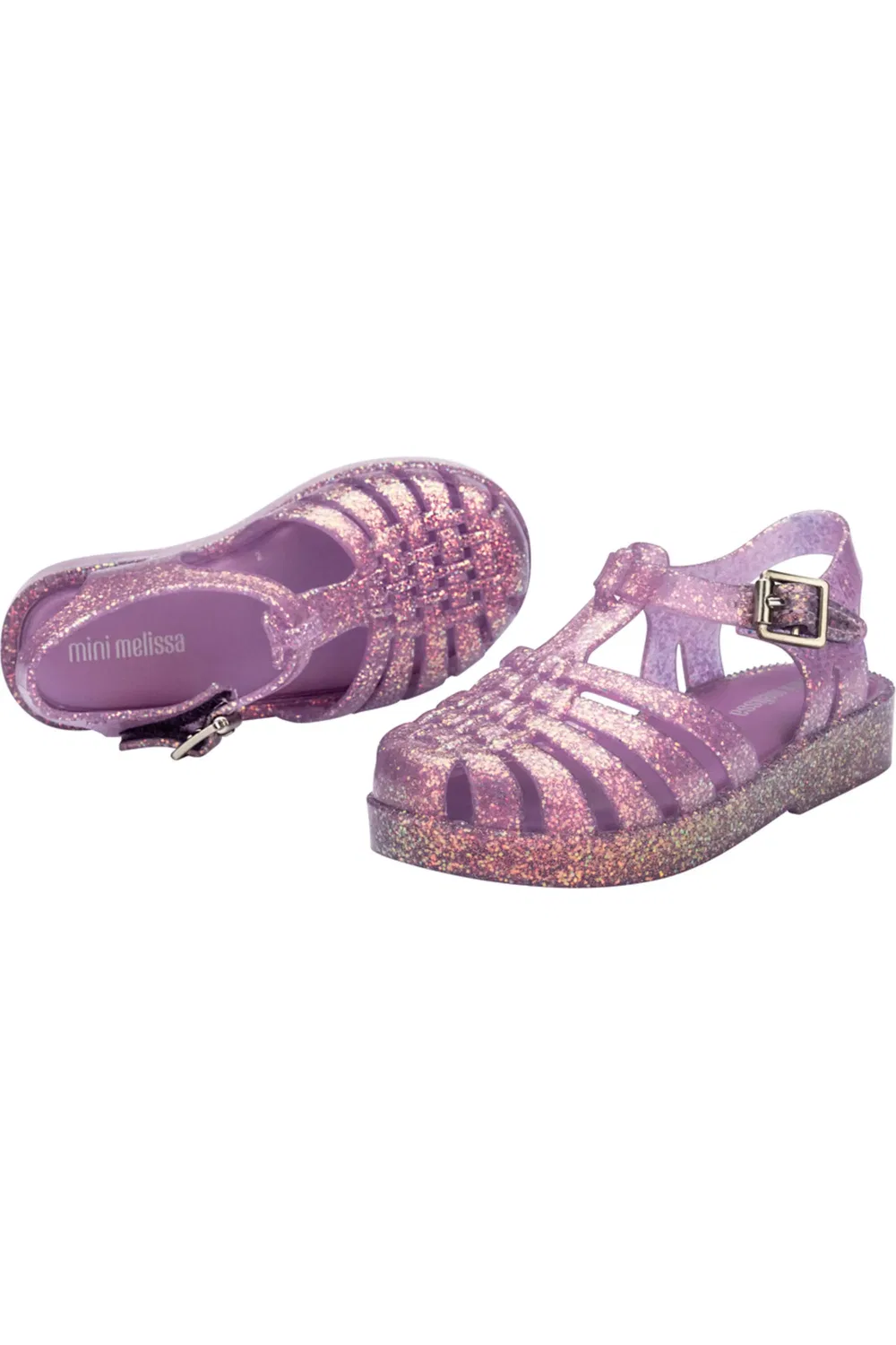 Сандалии детские на липучке Mini Posses Mini Melissa, Glitter Lilac — фото 2