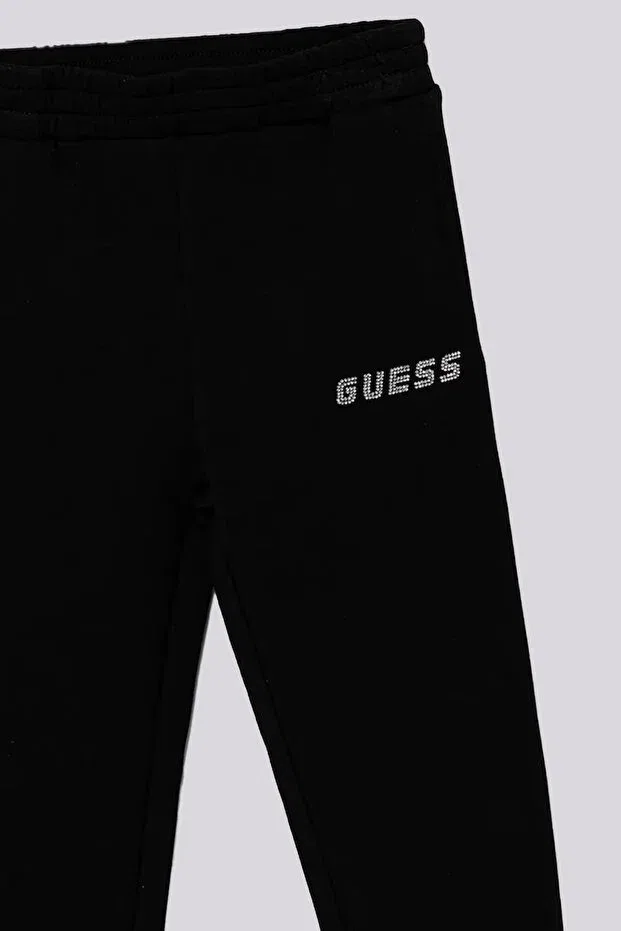 Детские спортивные штаны для девочек с принтом Guess, Black — фото 2