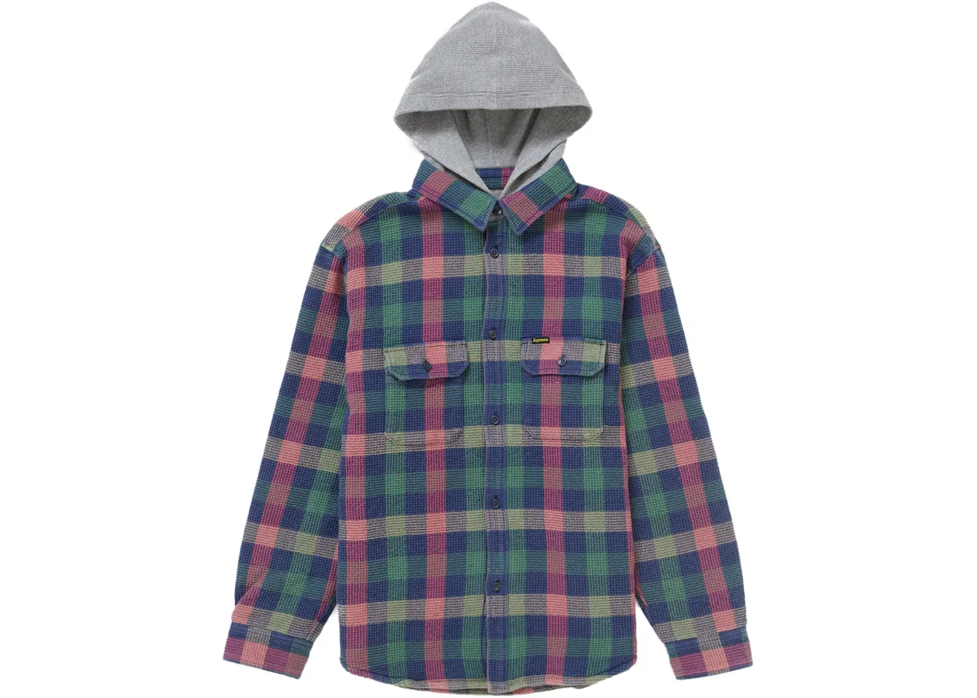 Мужская рубашка-худи с капюшоном в клетку Waffle Plaid Supreme, Multicolor