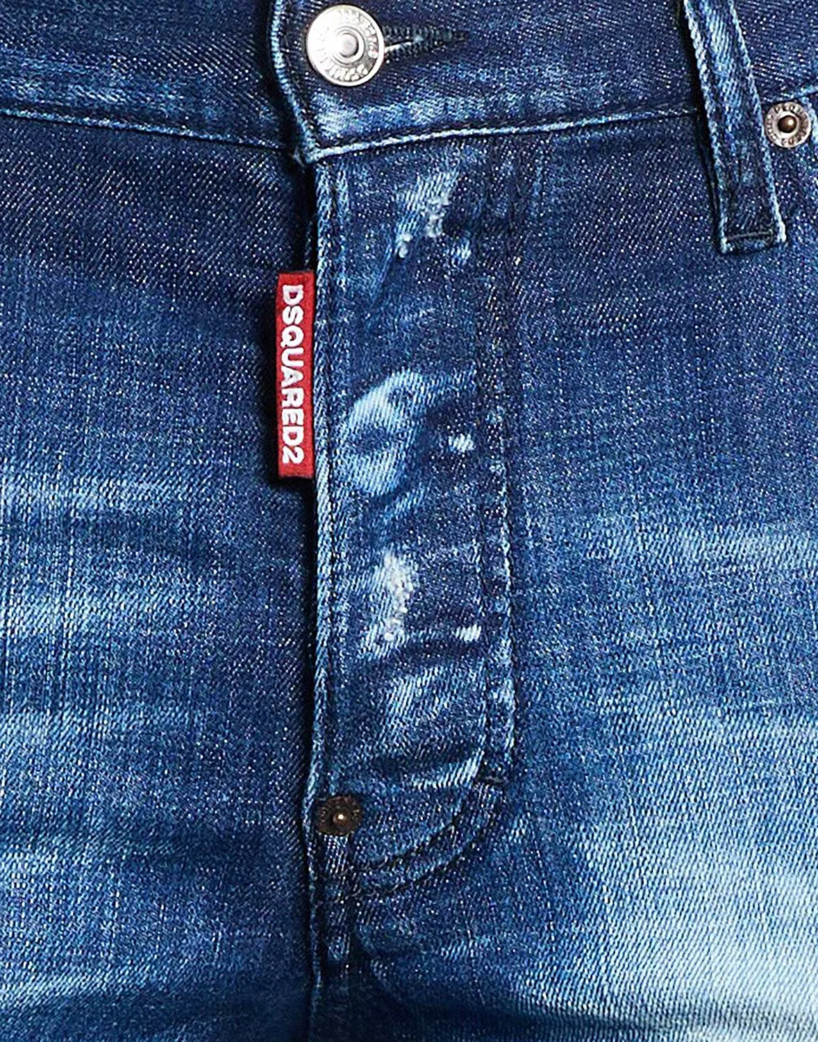 Мужские узкие джинсы с потертостями Dsquared2, синий — фото 4