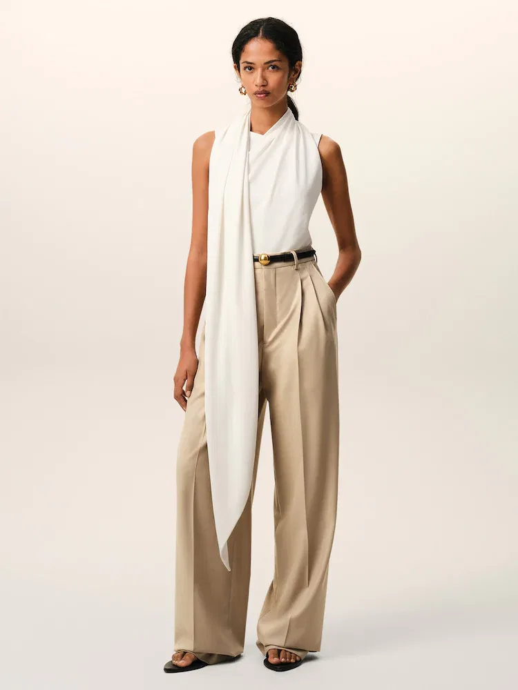 Брюки прямого кроя с двумя складками AMI PARIS, Beige Taupe