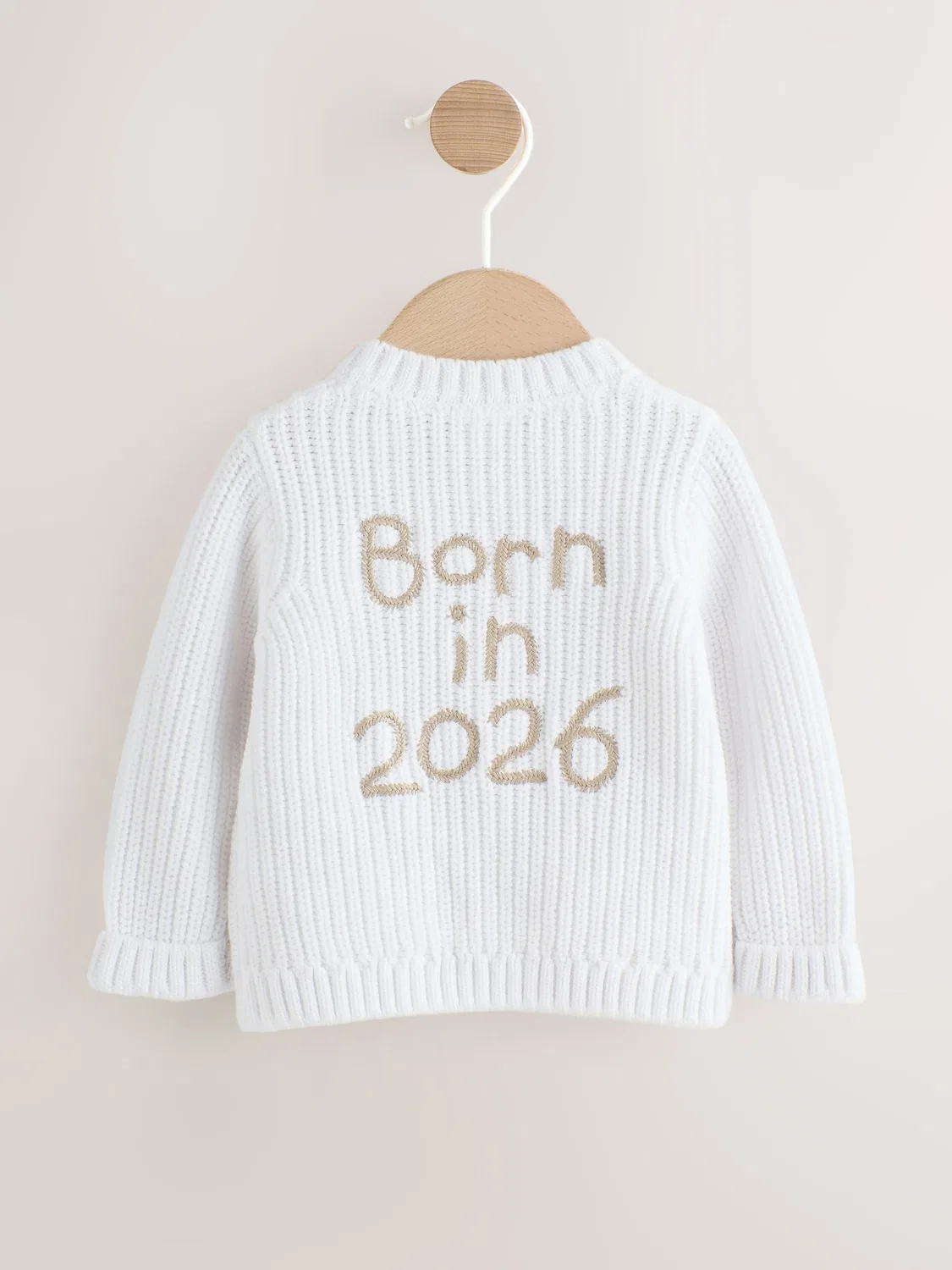 Кардиган для новорожденных Next с вышивкой Born In 2026, белый