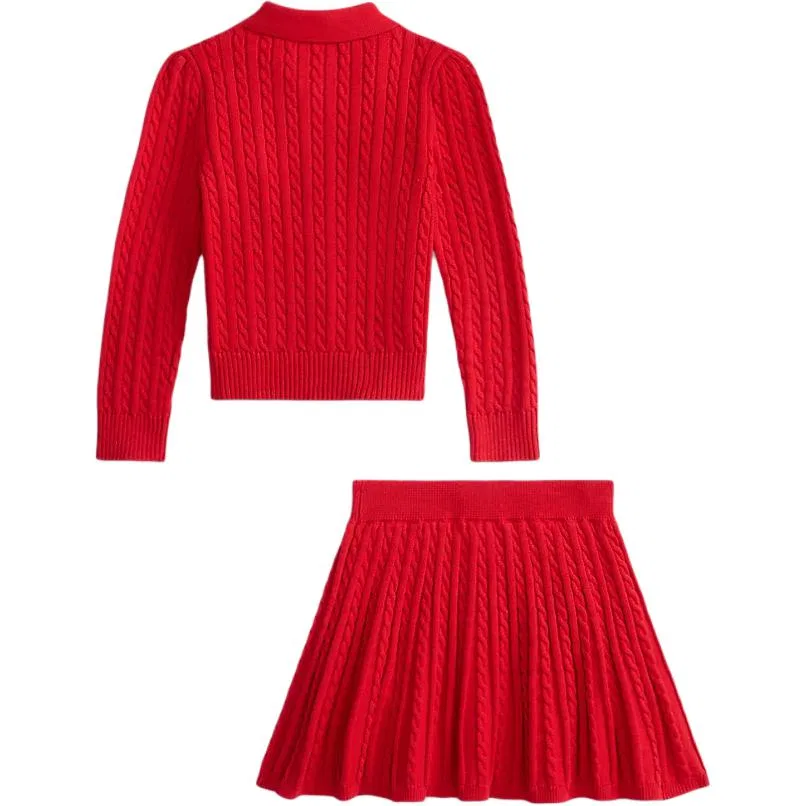 Детский комплект для девочек с поло Polo Ralph Lauren, RL Red & Gold — фото 3