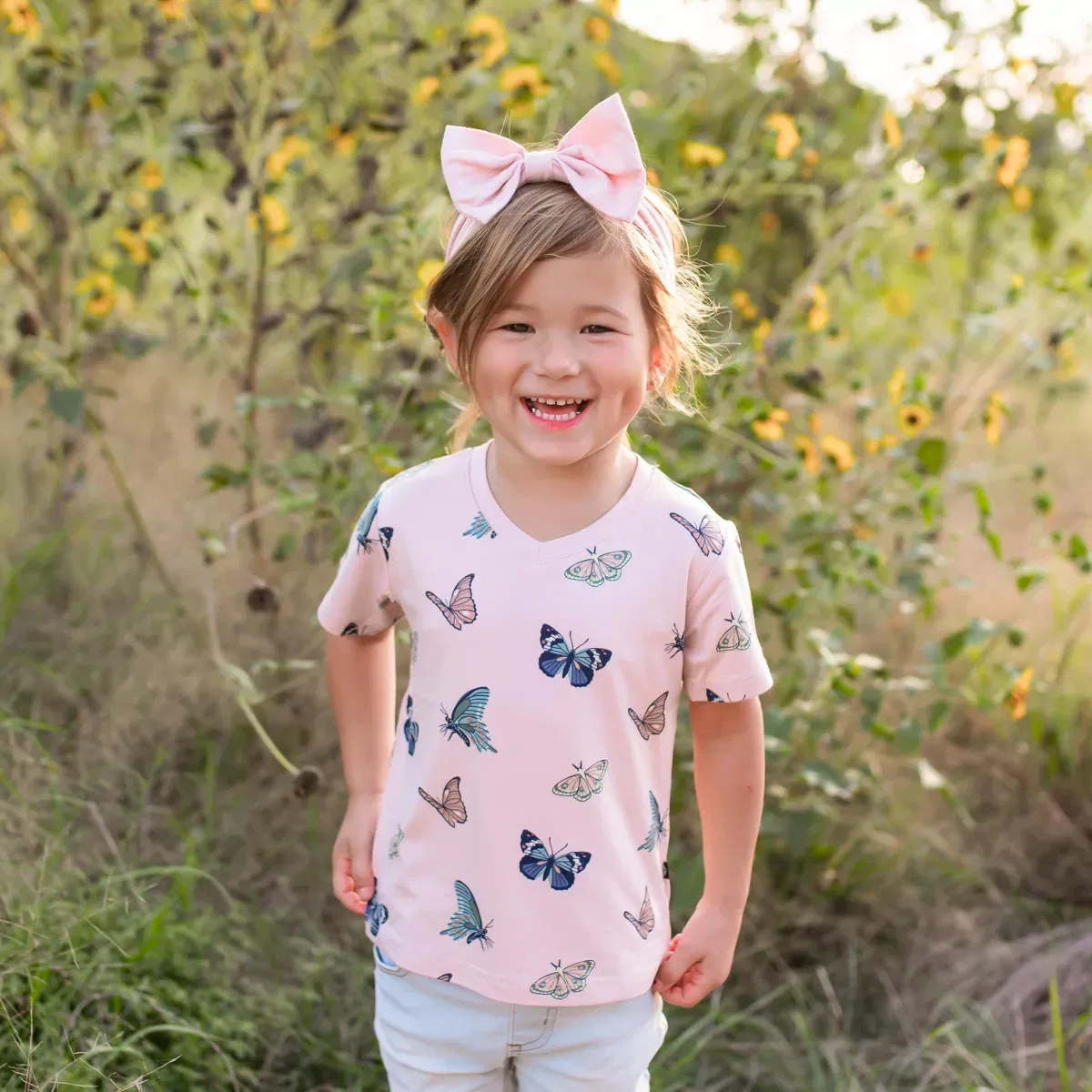 Детская футболка с принтом Relaxed Fit Kyte Baby, Blush Butterfly