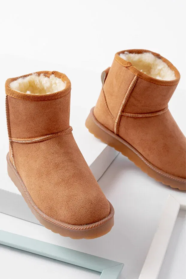 Детские ботинки для девочек с мехом Lina Step, Tan Color