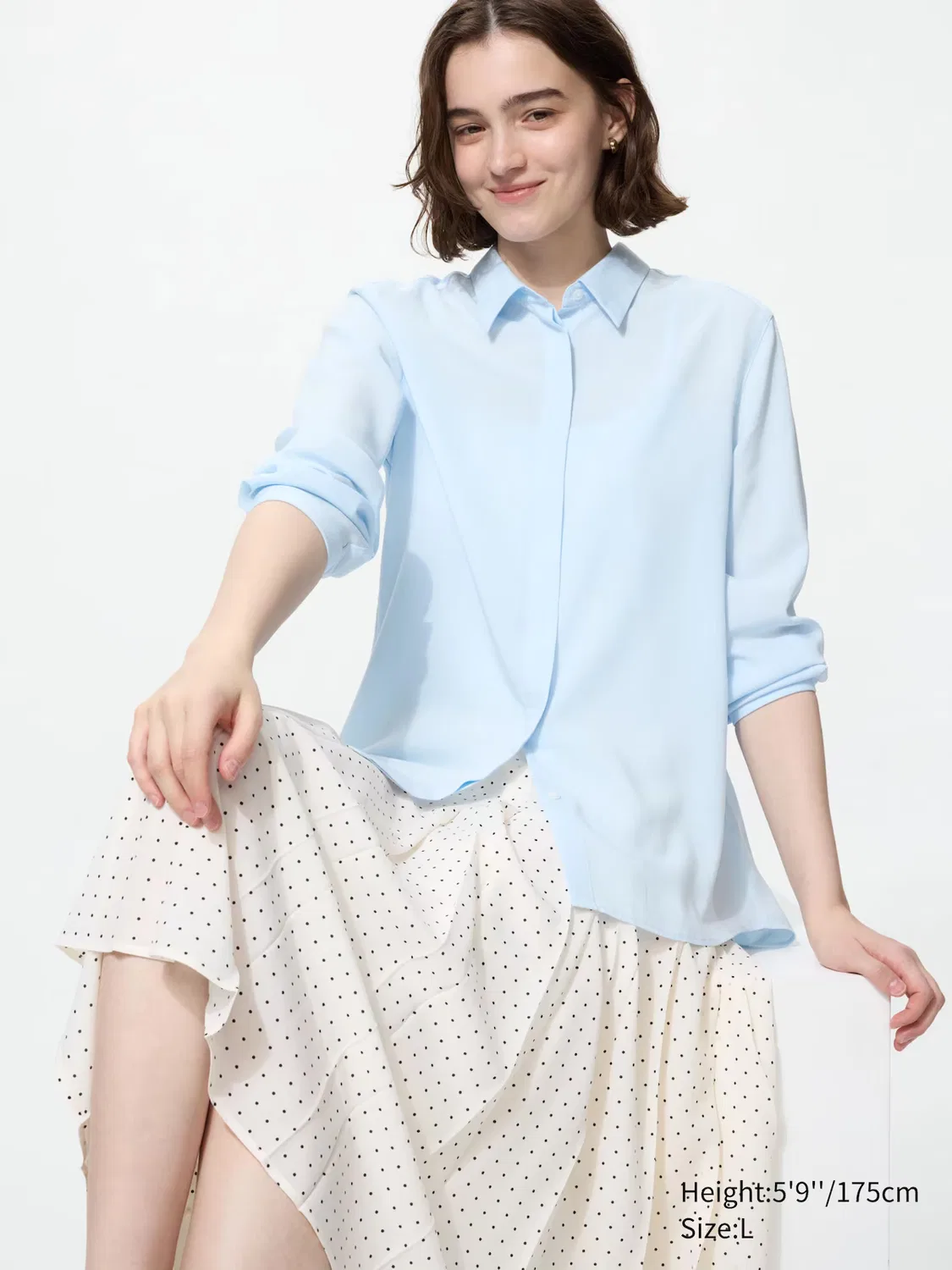 Блузка Uniqlo, женская, светло-голубой