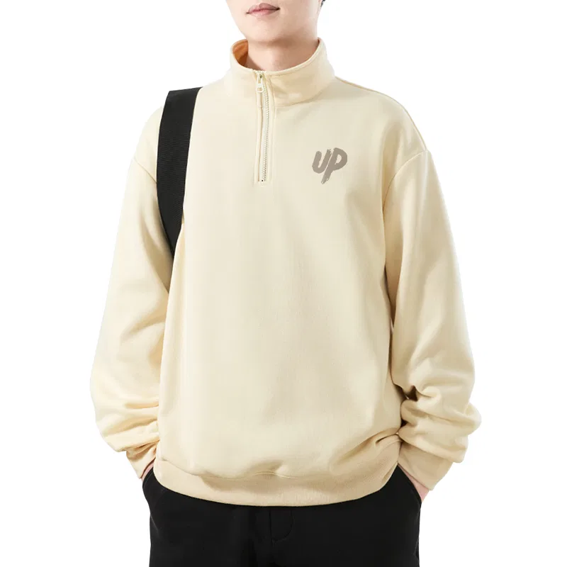 Детский свитшот на молнии Miniso, Half Zip Heavyweight, Light Beige (B Up Chest Logo)