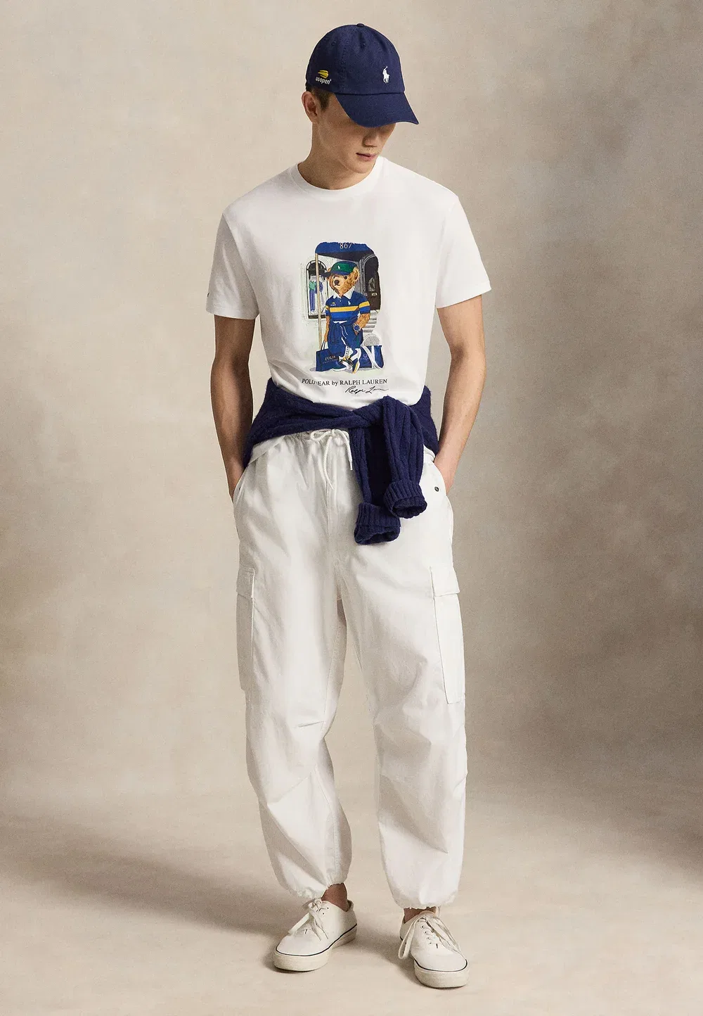 Футболка-Поло классического кроя с принтом медведя US Open Polo Ralph Lauren, White — фото 2