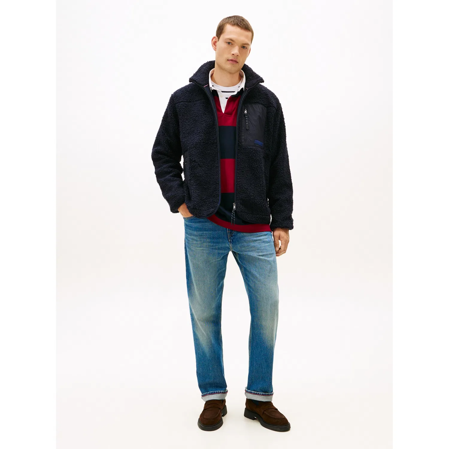 Мужская флисовая куртка с воротником-стойкой Teddy Fleece Zip Through Tommy Hilfiger, Desert Sky — фото 3