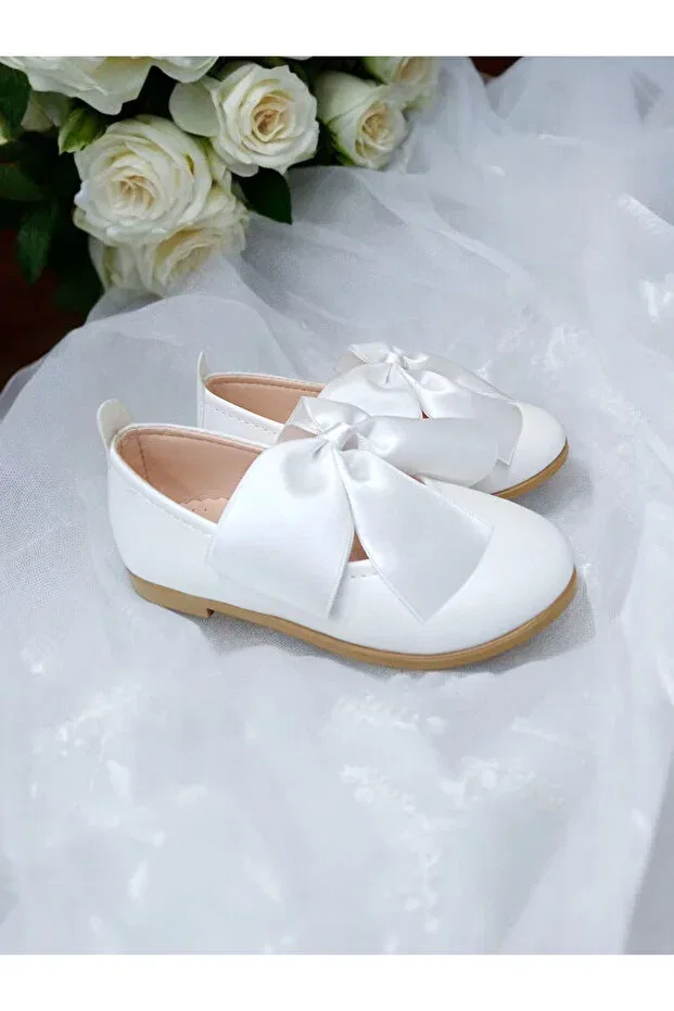 Детские балетки для девочек с бантом Patik Bebe, White — фото 4