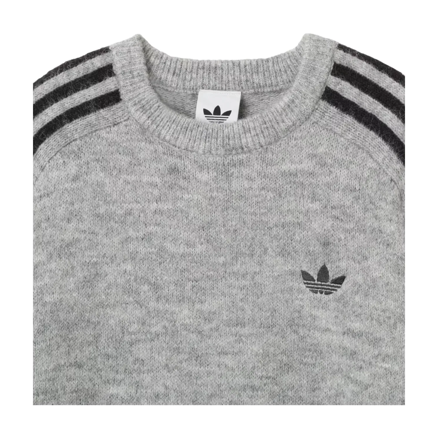 Мужская футболка Three Stripes Fluffy Knit Sweatshirt Asia Sizing 'Medium Grey Heather' adidas, Medium Grey Heather — фото 3