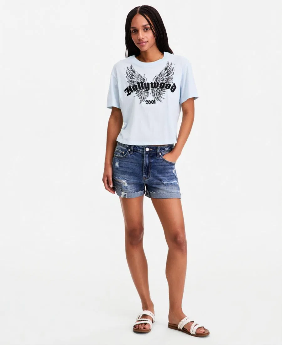 Футболка с принтом Hollywood Wings Rebellious One, Baby Blue — фото 3