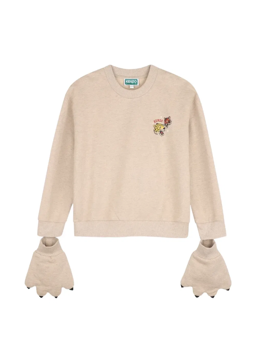 Толстовка с графичным принтом и деталями в виде лап Kenzo Kids, бежевый