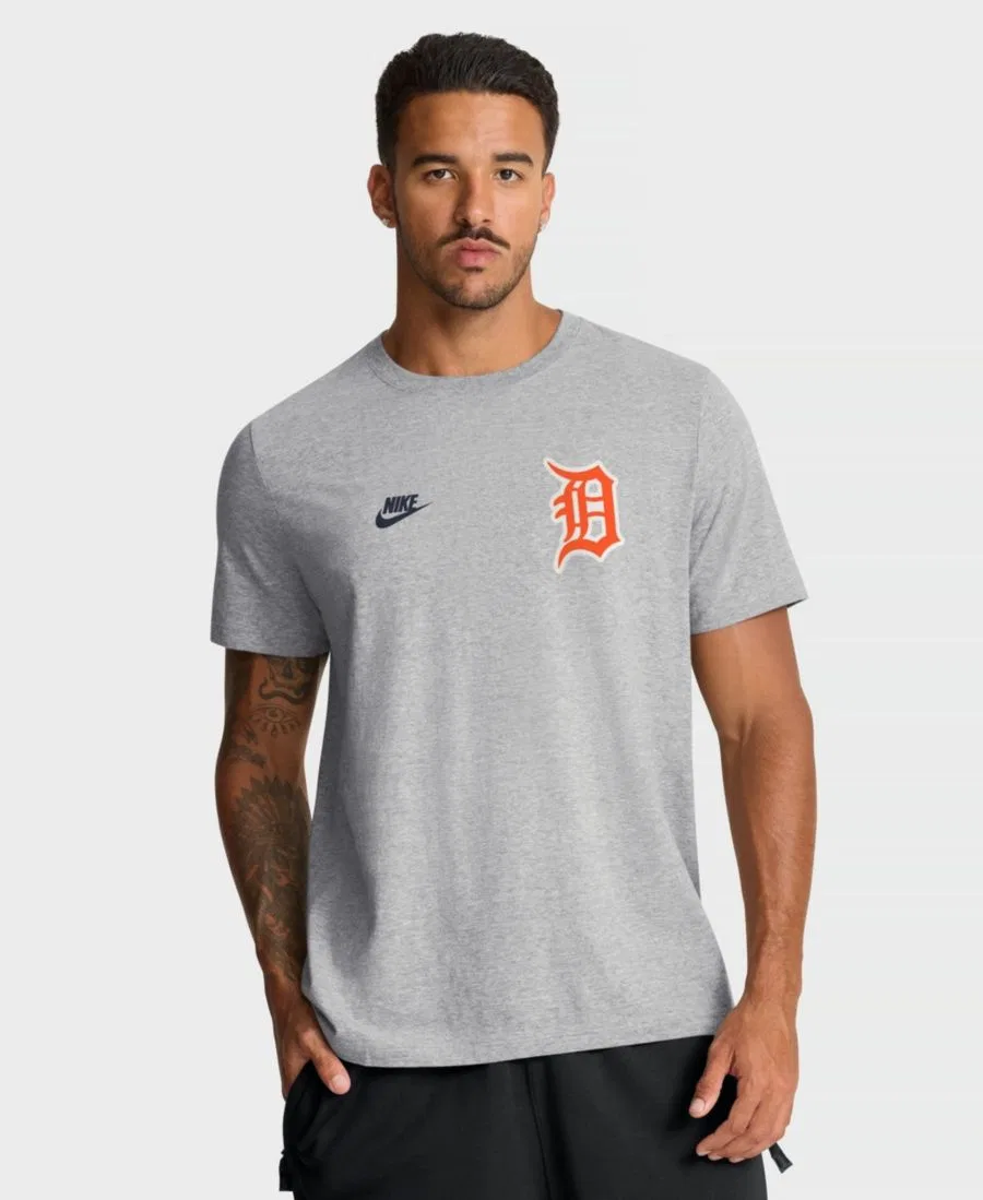 Мужская футболка светло-серого цвета с изображением команды Detroit Tigers из Куперстауна, посвященная двум хитам Nike, Heather Gray