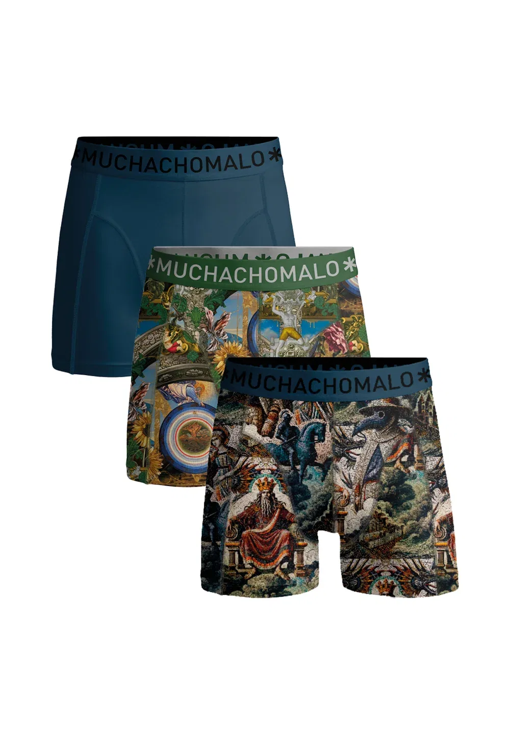 Комплект из 3 трусов-боксеров Premodern Muchachomalo, Print Print Blue
