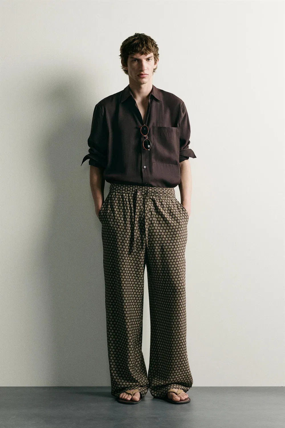 Брюки-джоггеры с принтом ZARA, Brown
