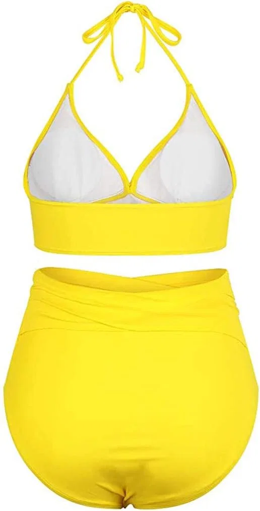 Женский бикини-сет с высокой талией Tummy Control, Yellow — фото 4