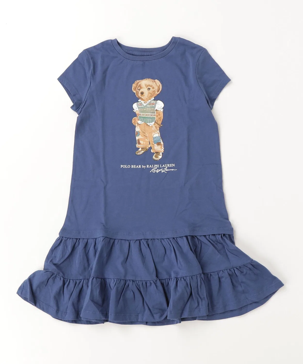 POLO RALPH LAUREN CHILDRENSWEAR Детское платье из хлопка с принтом Polo Bear Ralph Lauren, Navy — фото 3