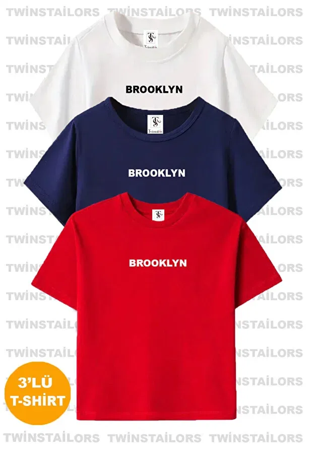 Детские футболки с принтом 3-шт Brooklyn Twins Tailors, Red