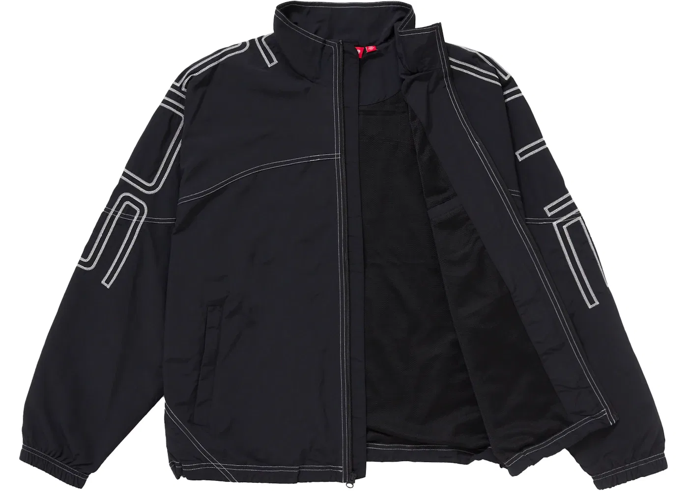 Мужская куртка с вышивкой Supreme Spellout Embroidered Track Jacket (SS25), Black — фото 2
