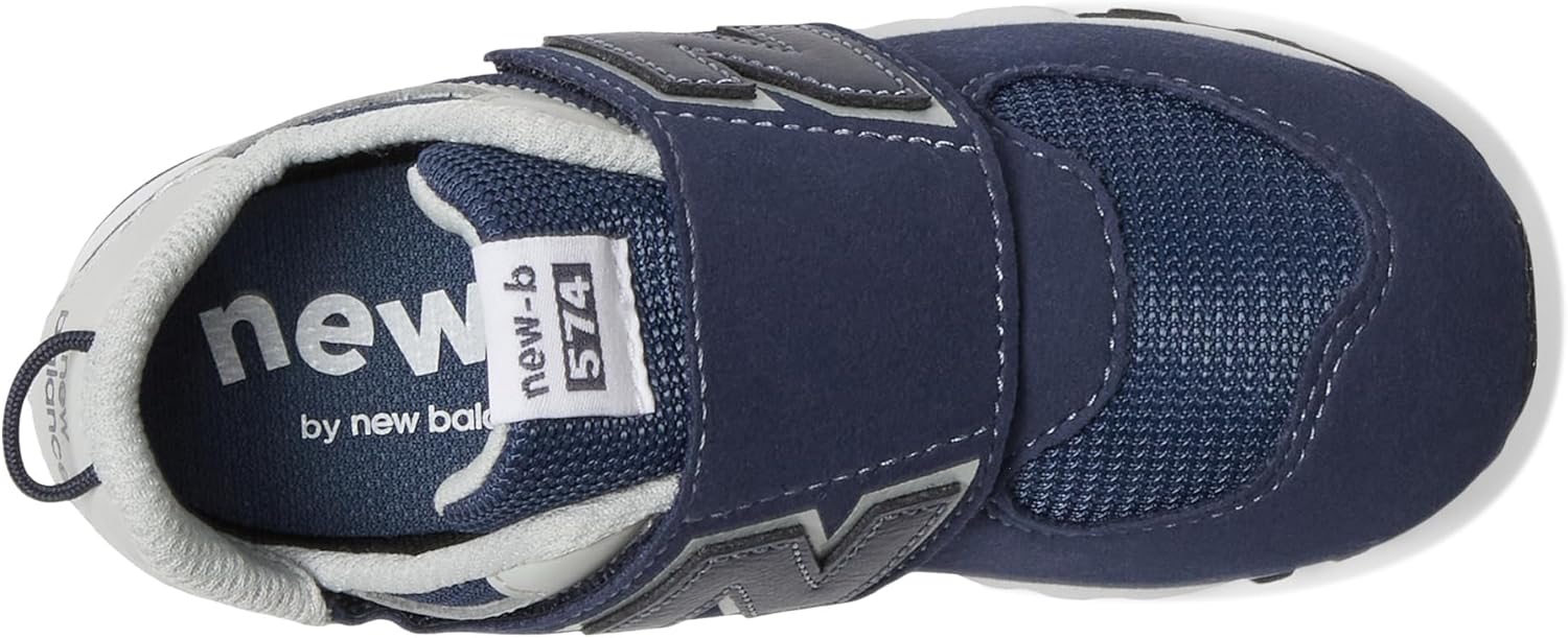 Кроссовки New Balance 574 New-b для маленьких мальчиков на липучке, белый/синий — фото 3