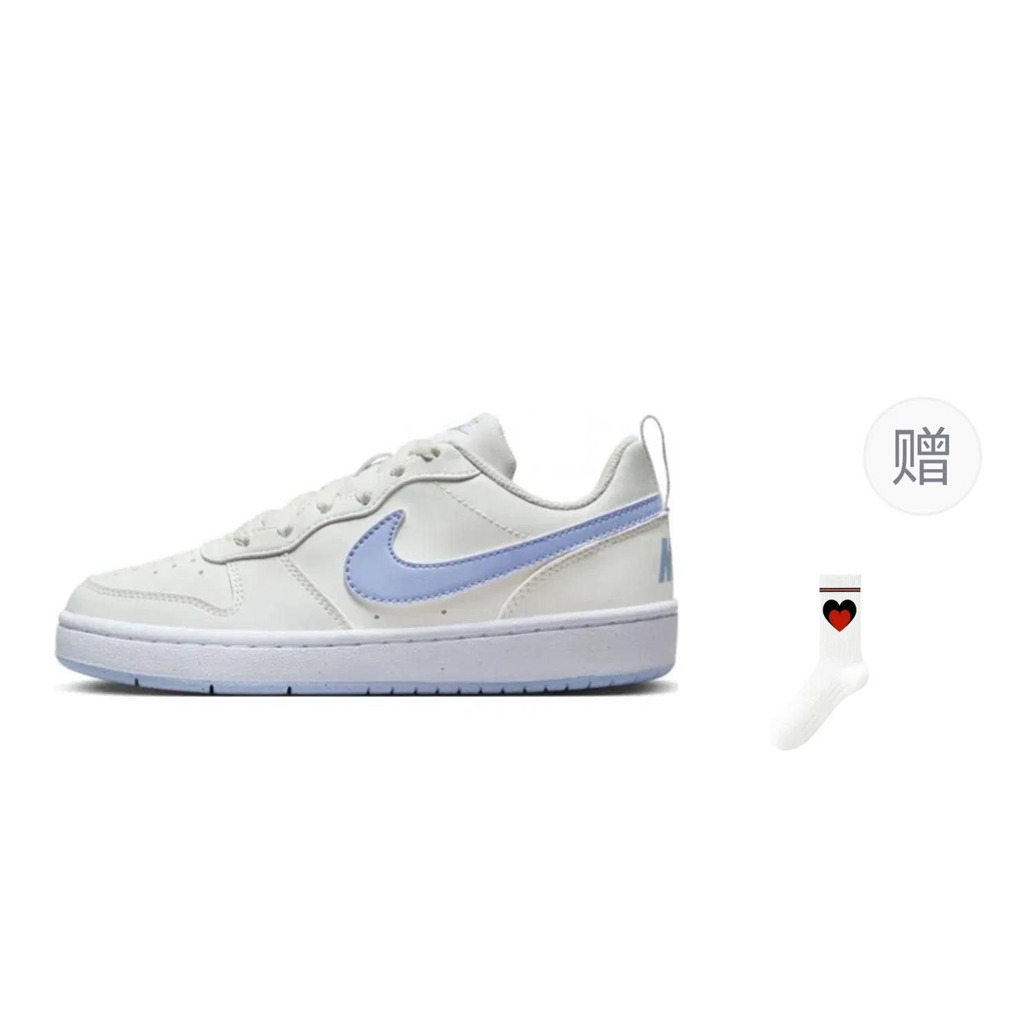 Детские кроссовки с кожаным верхом Nike Court Borough Low Recraft GS, Peak White/Joy Diamond Blue