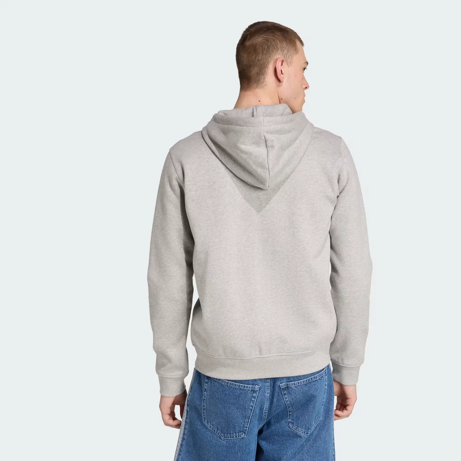 Мужское худи на молнии с вышитым логотипом Trefoil Essentials Adidas Originals, серый меланж — фото 2