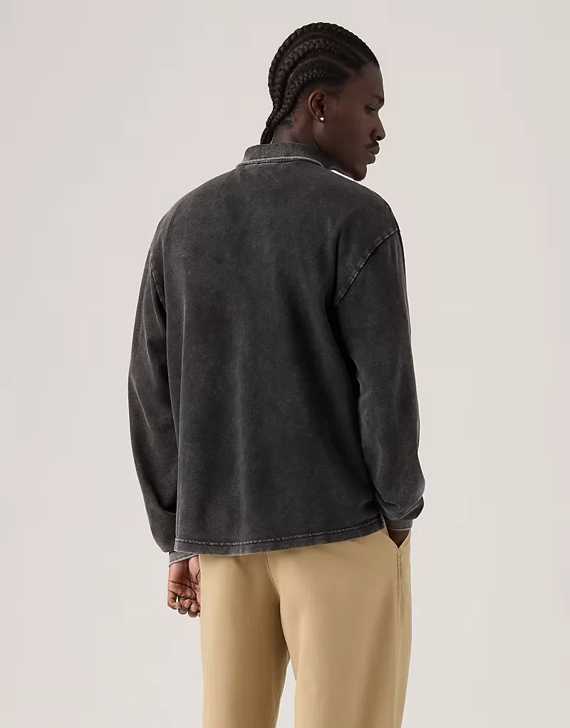 Поло Levi's с длинными рукавами, модель Finn, свободного кроя, черный — фото 2