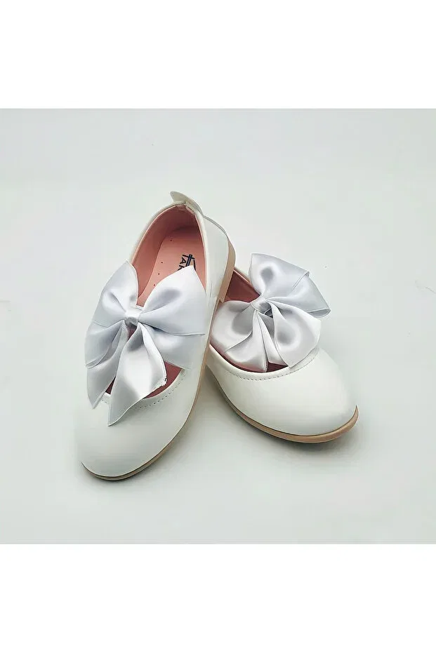 Детские балетки для девочек с большим бантом Arçın Shoes, White — фото 3