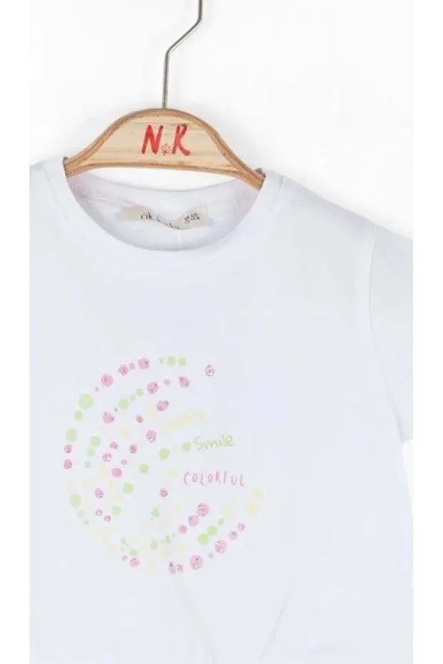 Детская футболка для девочек с принтом Nk Kids, Ekru - Pink — фото 2