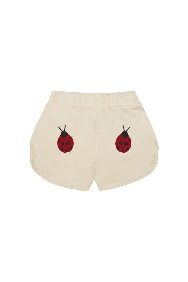 Детские шорты для девочек с вышивкой Organic Cream Ladybug Antebies, Nude Color